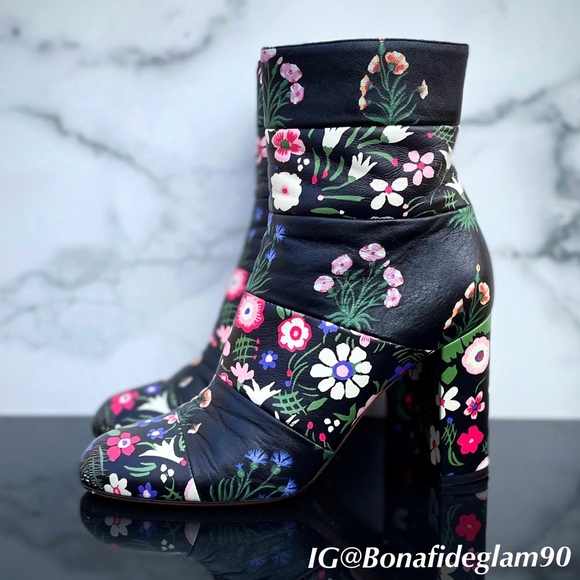 Valentino Camugarden paneled floral leather mid-calf boots size IT 37 US 7 - Picture 13 of 16